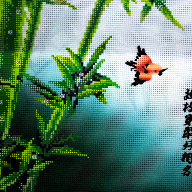 A KS精准印花十字绣抱枕一对梅兰竹菊3D十字绣抱枕十字绣枕头套一对汽车抱枕一对靠垫十字绣 AKS货号66008-66011四件套含4件枕芯 长0.46米*宽0.46米