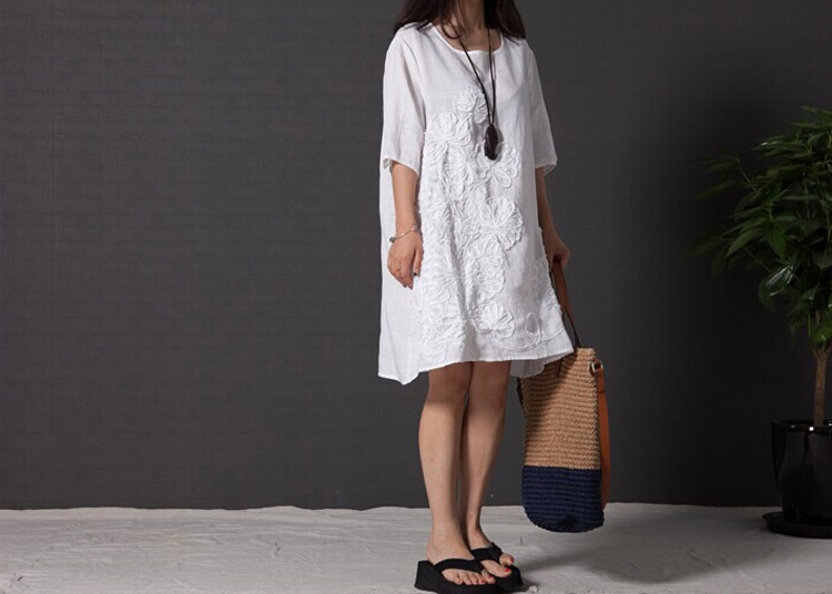 Ms Audrey EU approximately  2015 Spring New larger female loose retro sum of embroidered short sleeves cotton linen dresses  YW153 White M picture, prices, brand platters! The elections are supplied in the national character of distribution, so action, buy now enjoy more preferential! As soon as possible.