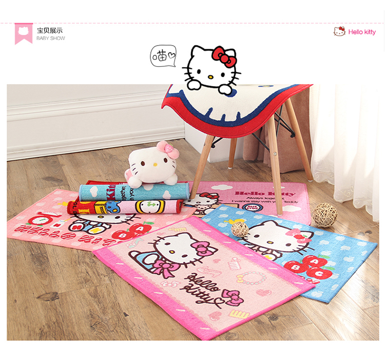 
                                        hello kitty系列 卡通地垫 加厚植绒包边浴室地垫客厅卧室门垫 KT猫地垫 大脸猫 54X60CM                