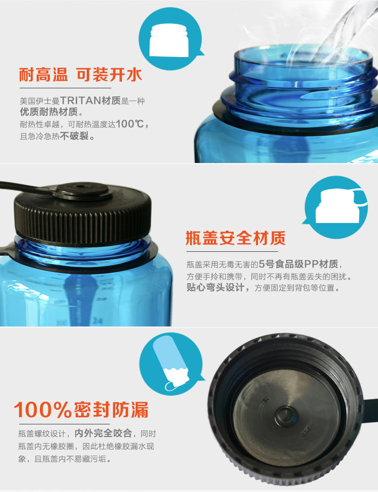 家庭套装2 乐基因（Nalgene）美国原装进口大容量塑料运动水壶户外健身水杯