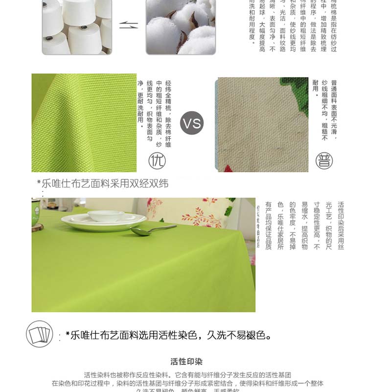 
                                        乐唯仕纯色系列纯棉布艺餐桌布餐桌布盖巾茶几布盖布台布圆桌布电脑桌布果绿 110cm*160cm(常用餐桌布)                