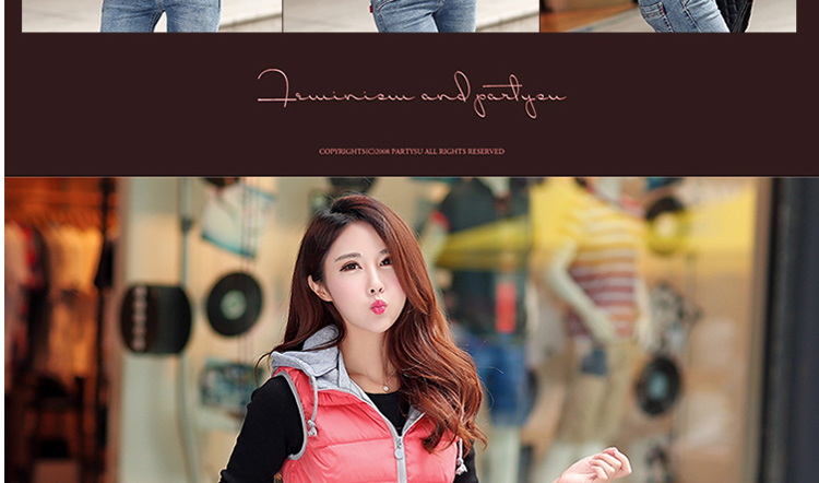 赛果 2015新款中长款棉马甲女秋冬韩版棉衣棉服女连帽女马夹外套 SG3199 粉红色 XL