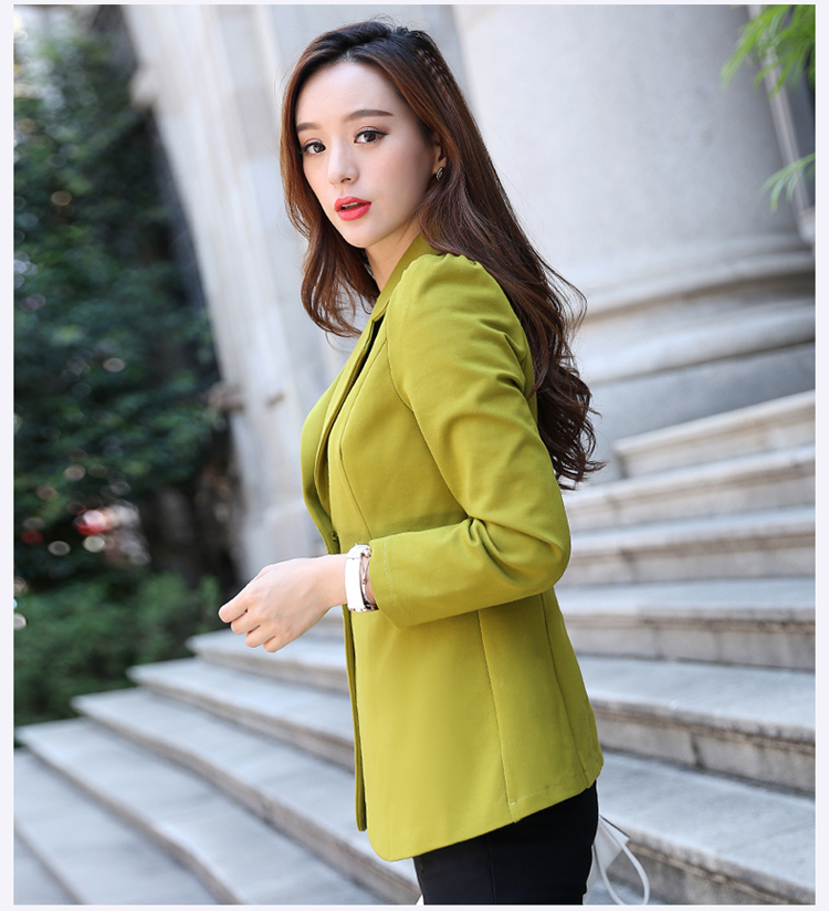 秋装新款短外套西装外套女韩版帅气小西装通勤百搭女士小西服修身休闲小西装OL职场外套8609 浅绿色 XL