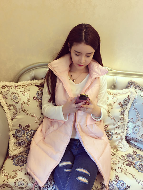 袖娣 秋冬装大码中长款保暖棉衣马甲女无袖保暖连帽棉服棉袄外套 黑色 L