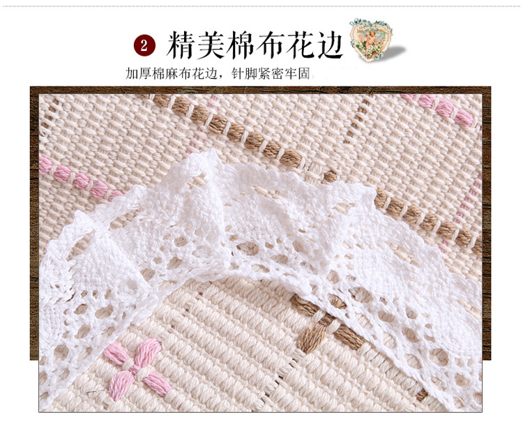 茵凡亚麻沙发垫坐垫组合沙发垫时尚简约现代沙发巾罩套格子垫可定制 高档亚麻格子-小米花 套50*50