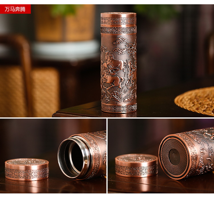 
                                        华盛和紫砂内胆杯泡茶杯 紫砂老板杯办公茶杯子 宜兴紫砂内胆养生杯 知足养生杯 250ml                