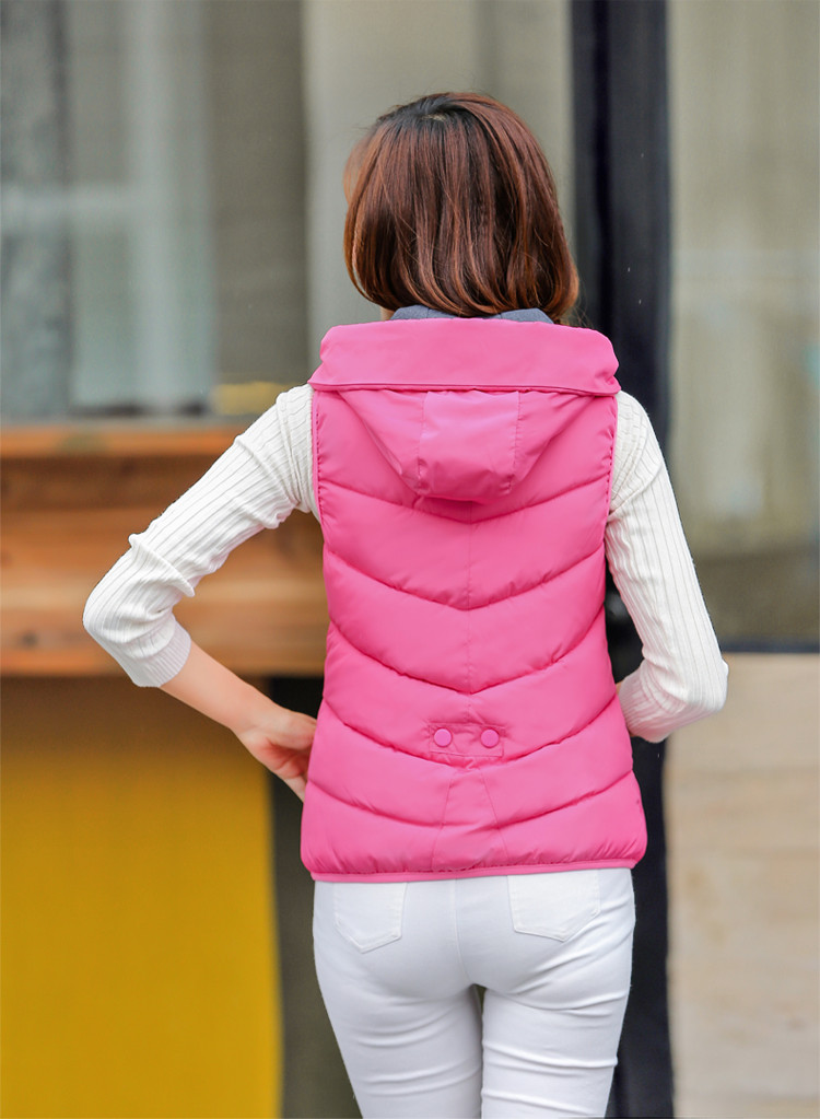 金栗鼠马甲女款秋冬2015新款女装保暖带帽棉服外套 红色 M