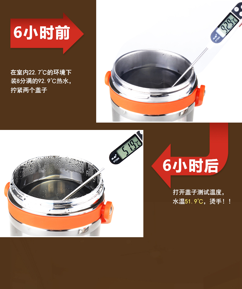 
                                        海科特 三层分格不锈钢保温饭盒保温桶多层便当盒学生提锅                