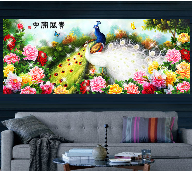 
                                        尚世纪5d钻石画十字绣花开富贵孔雀 钻石绣客厅新款贴钻十字绣 1.2米非满钻ZSH0090                