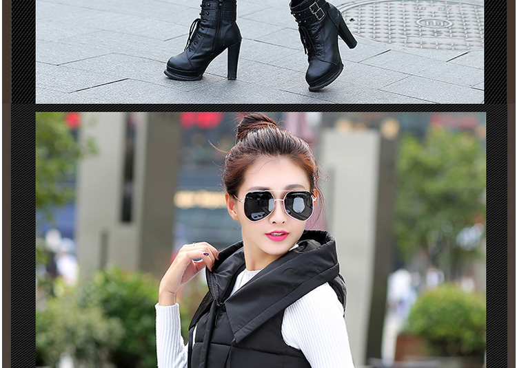 依梦繁2015秋冬新款连帽中长款羽绒棉服背心外套马甲女1629 黑色 XL