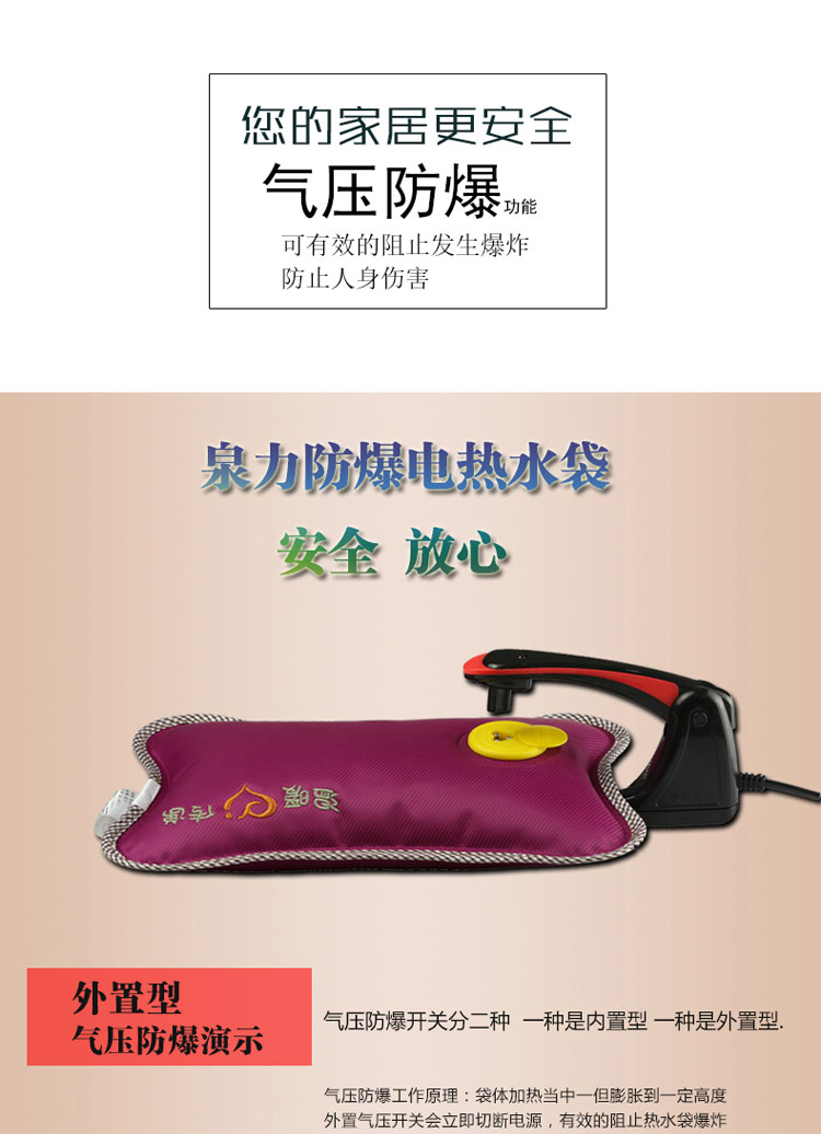 泉力 充电热水袋暖手宝电暖宝暖水袋电热宝 狮子