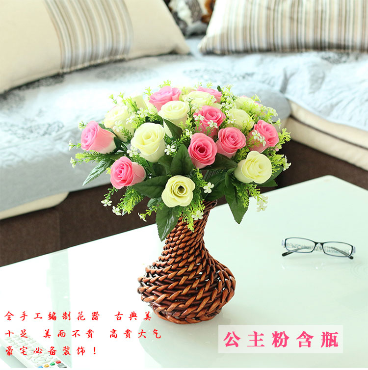 
                                                                                美丽空间仿真花玫瑰花束单支多头花朵套装婚庆塑料绢花艺客厅装饰品假花摆饰件双色手捧花 激情红单枝                
