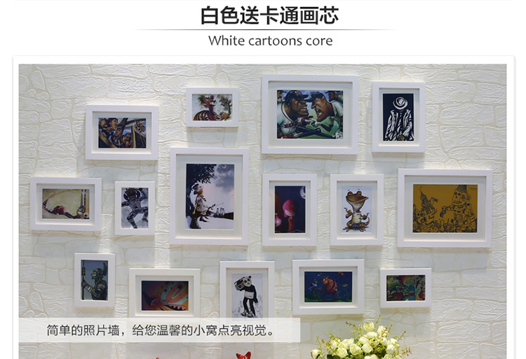 
                                                            森淼 照片墙 创意相片装饰画框相框墙组合 5寸7寸10寸A4墙饰实木像框架 全胡桃色 黑白建筑画芯                