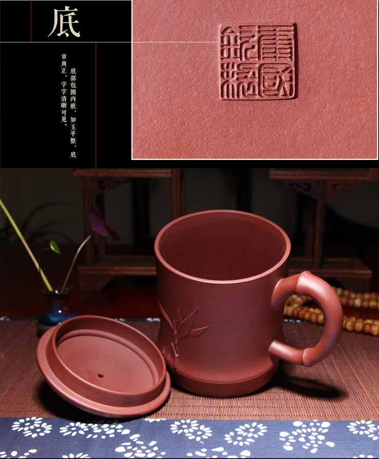 
                                                            谷岸苑 紫砂杯 宜兴紫砂名家全手工养生茶杯办公杯 礼品功夫茶具礼盒装 原矿紫泥 竹节杯                