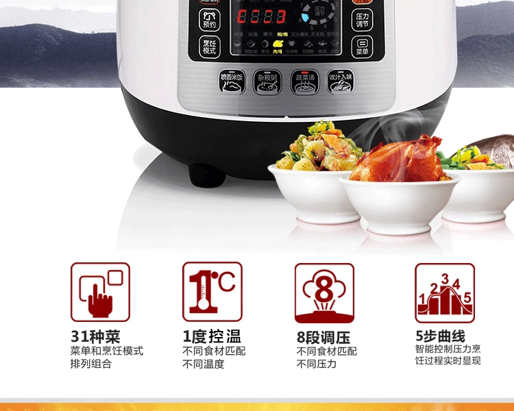 Midea/美的  美的电压力锅双胆5L 智能高压锅煲