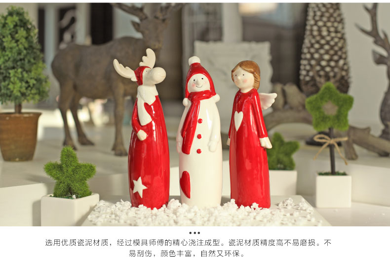 
                                        贝汉美陶瓷创意欧式客厅办公室桌面工艺摆设 圣诞节雪人新婚礼物装饰摆件 小伙伴                