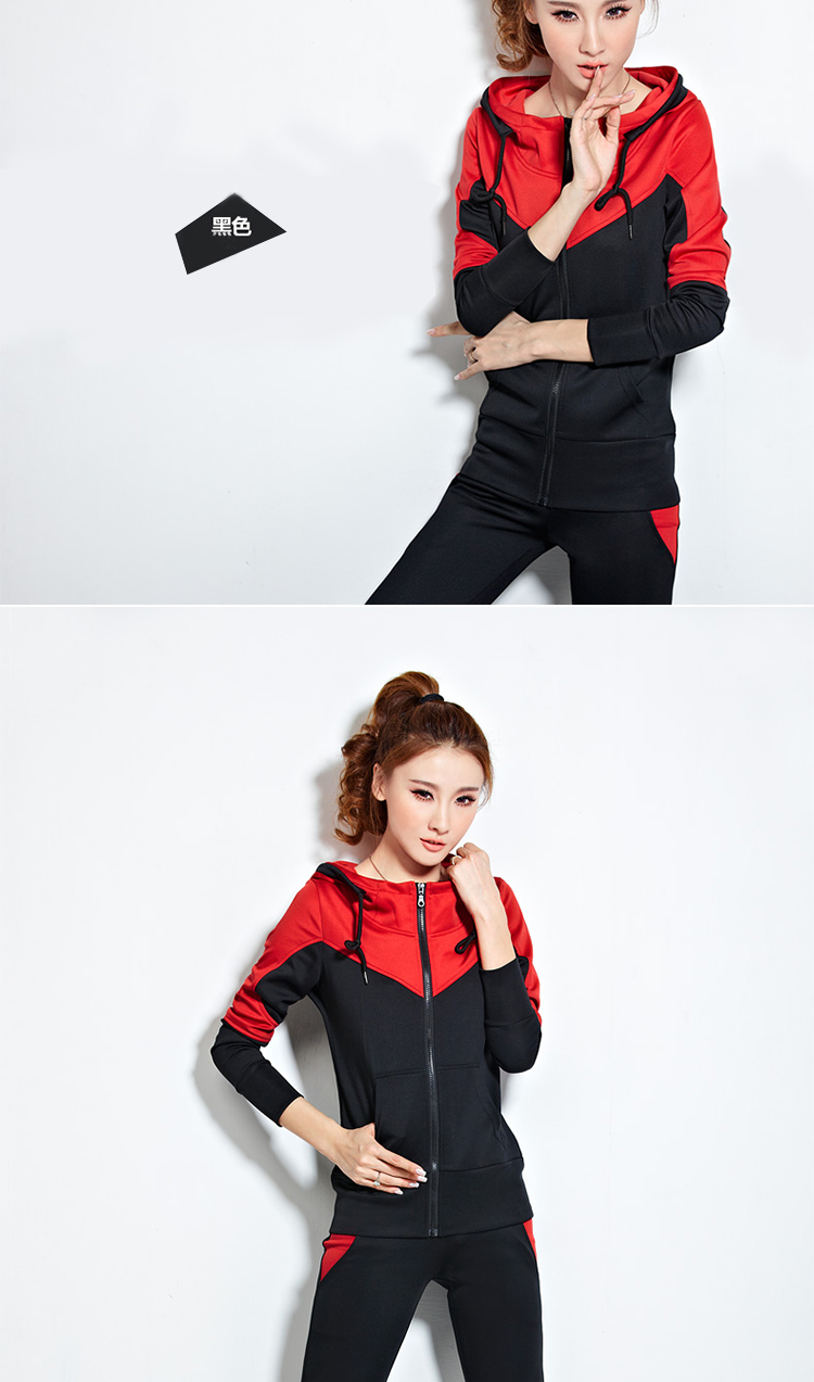 欧优紫2015秋款女装休闲拼色卫衣套装Y8070 宝蓝色 M
