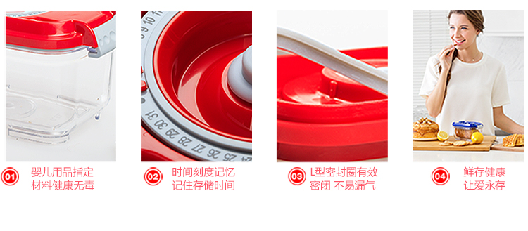德国Stntus鲜途 进口真空保鲜盒套装 微波炉饭盒 保鲜盒 塑料便当盒 冰箱密封盒三件套 方形(白)0.5L*2+真空泵