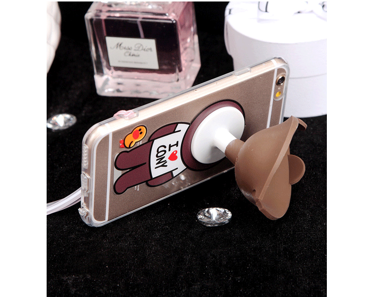 创意苹果6支架绕线器iphone6plus保护套5S可爱小熊软硅胶4.7手机壳潮礼物 骑车小熊 ip6 4.7