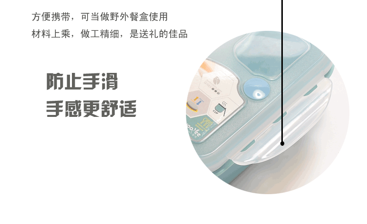 坚宝五格带汤碗微波加热饭盒 便当盒 多格式密封分格餐盒 悠悦393饭盒浅蓝色