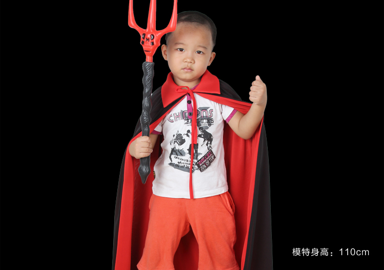 仕彩 万圣节服装 圣节装扮道具 儿童单层红领黑色披风 cosplay吸血鬼披风 僵尸披风约130cm