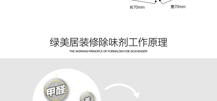绿美居装修除味剂甲醛清除、苯、TVOC、氨，适用墙纸、地毯、油漆、皮革、布艺、窗帘、床垫等