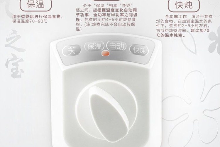 
                                        礼悦优  陶瓷电炖锅   迷你电炖盅 机械版煲汤煮粥锅 陶瓷盖2L                