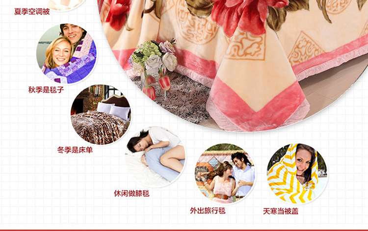 
                                        皛胜家纺 床上用品 双层双人拉舍尔压花毛毯毯子盖毯 大喜 150*200cm/四斤                