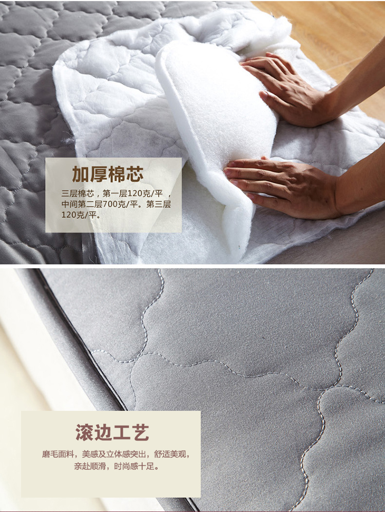 
                                        【京东快递】雅鹿家纺床垫 时尚韩式全棉床笠床罩（不含枕套） 灰色 180*200CM                