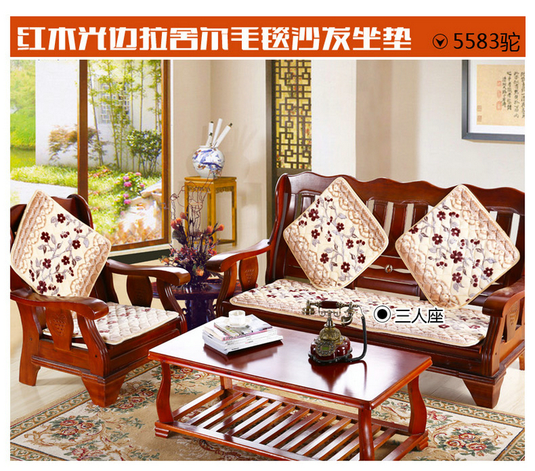 实木沙发垫短毛绒木质沙发坐垫红木沙发垫实木沙发垫子 5583驼 40*60同款腰枕