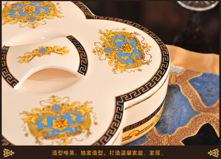 
                                        糖果盒干果盒分格盒范思哲欧式陶瓷创意干果盒分格带盖创意糖果盒水果盘零食盒                