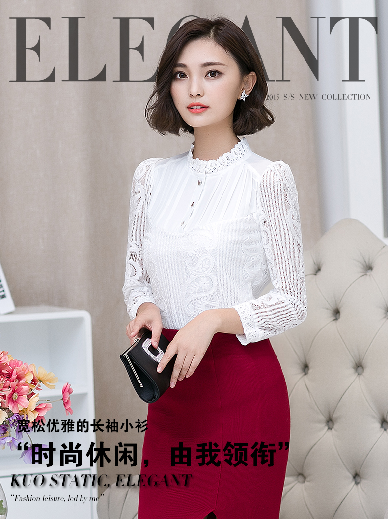 安雁2015秋装新款韩女装长袖衬衫女雪纺衫上衣秋冬新品打底衫 黑色 L