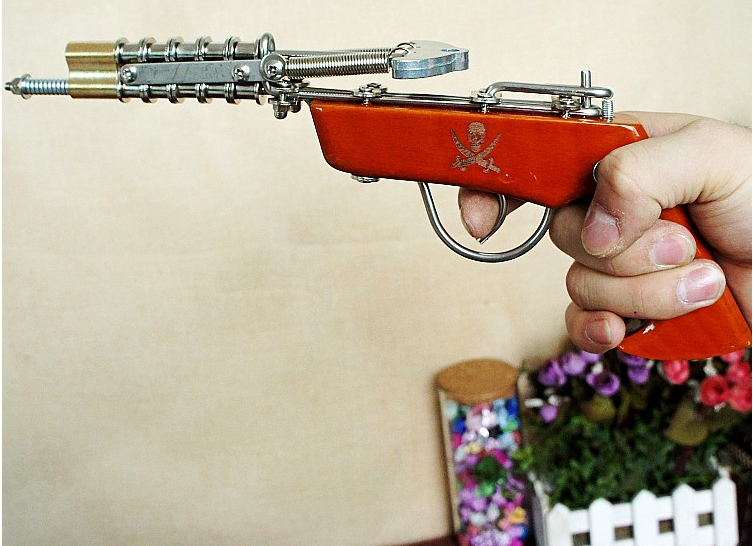 tralean 火柴枪7080后怀旧传统玩具不锈钢洋火枪火柴枪链条枪链子枪