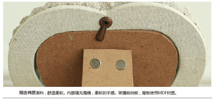 米子家居  手工布艺相框相架  欧式复古做旧树脂天使布艺相框 桃心天使长方形7寸