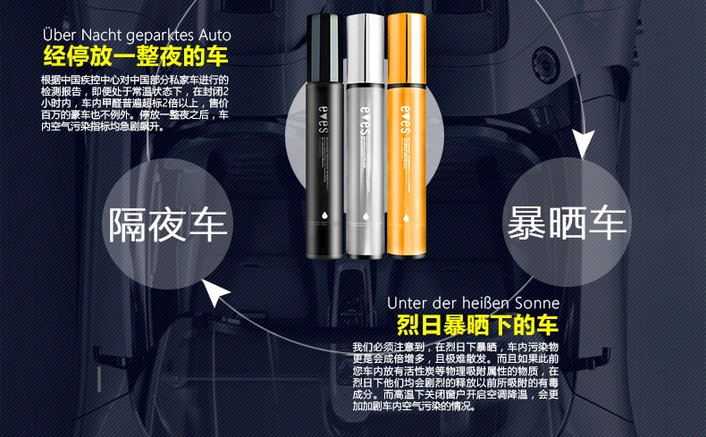 德国进口汽车除味剂 新车除甲醛除异味喷雾车用甲醛清除剂 车内除味剂光触除臭空气净化剂包邮 汽车除醛净味大礼包