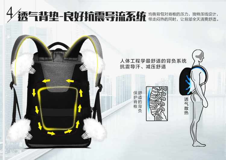 爱华仕商务双肩包男背包女双肩电脑包休闲旅行包中学生书包女包4232