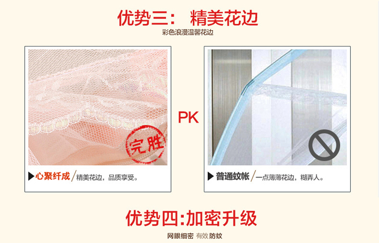 
                                        心聚纤成 精品蒙单人双人蒙古包学生蚊帐 白色 1.5米床(1.5x2米)                