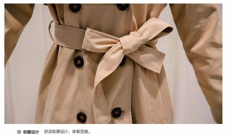 夏尔维纳2015春秋装新品中长款修身气质淑女韩版女式风衣女装外套 卡其色 S
