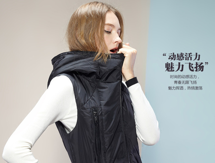 鸭鸭（YAYA） 女羽绒潮马甲羽绒带帽背心坎肩 D-205 米黄 170/92A