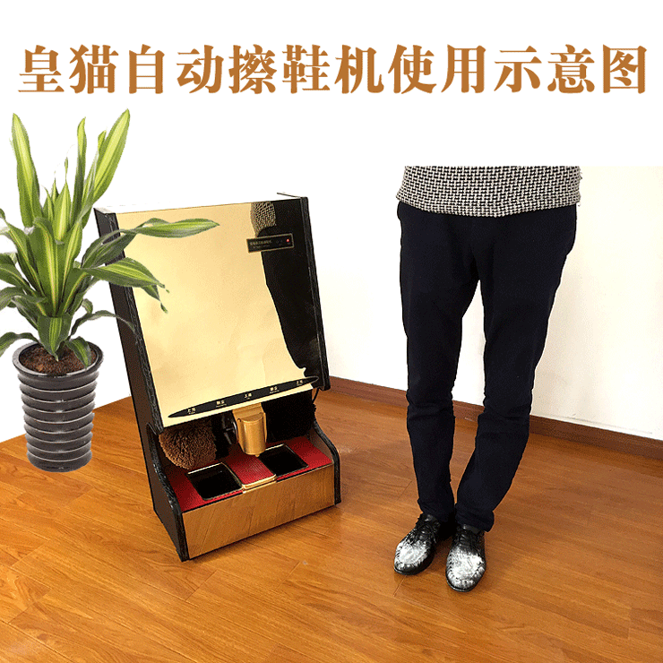 皇猫全自动感应擦鞋机双电机电动擦皮鞋机擦鞋器鞋边鞋底清洁机 钛