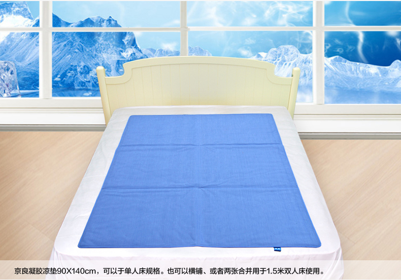 
                                        京良 凉席冰垫 夏日清凉凝胶凉垫 可折叠空调席子免洗床垫冬夏两用床垫 凝胶床垫 毛巾棉布床垫不变形记 蓝色 90*140cm                