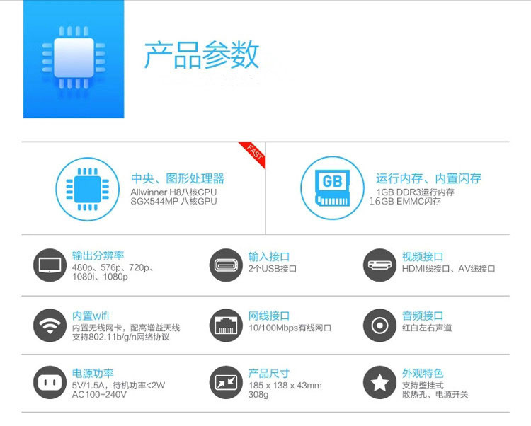 
                                        英菲克（INPHIC） I9 真八核网络电视机顶盒 智能高清播放器 无线wifi电视盒子 I9真八核高清版                