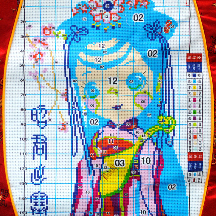 
                                        鸿胤皇室蒙娜丽莎十字绣抱枕一对精准印花古典四大美女卡通人物汽车靠垫客厅新款沙发靠枕头套情侣 88062-88064四件套 长0.46米*宽0.46米                