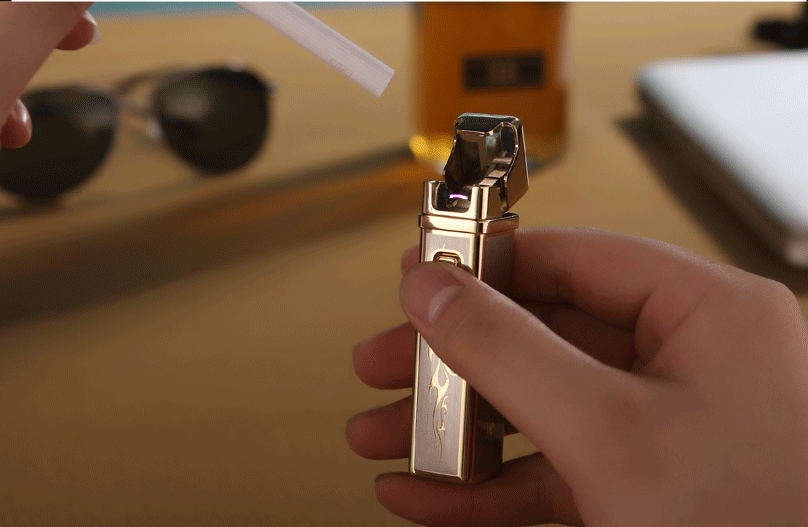 打火机 usb充电电弧打火机防风超薄创意脉冲个性金属电子点烟器 zb