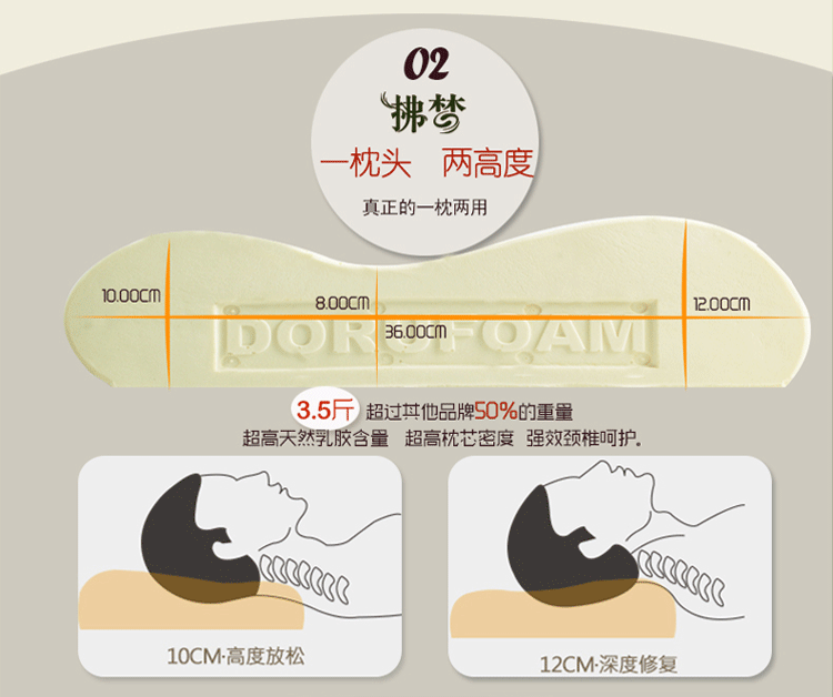拂梦越南进口天然乳胶枕头 橡胶枕头 波浪护颈枕 对比泰国乳胶枕