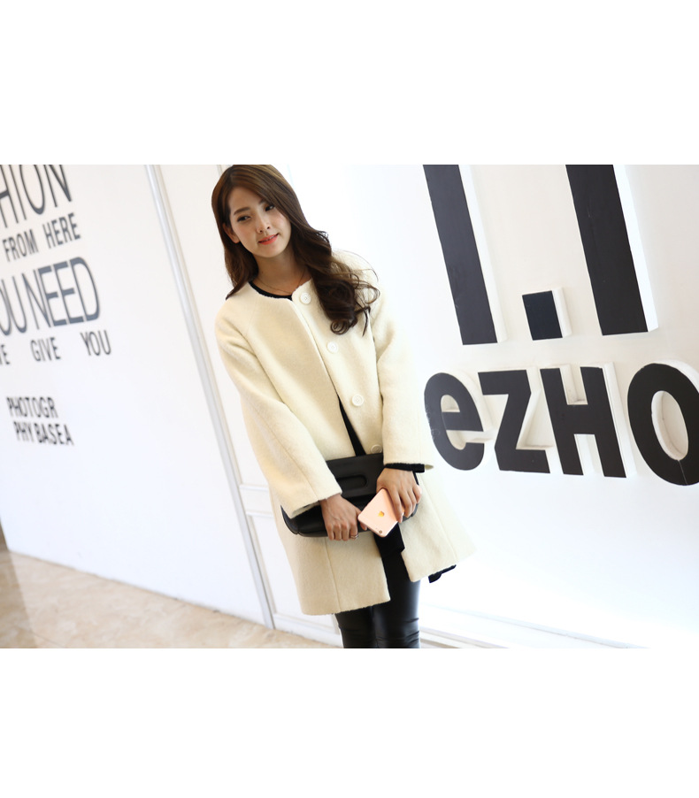 
                                        卓衣雅2016冬季新款韩版羊毛呢外套女茧型中长款宽松羊绒呢子大衣加厚 打底2件套 XL                