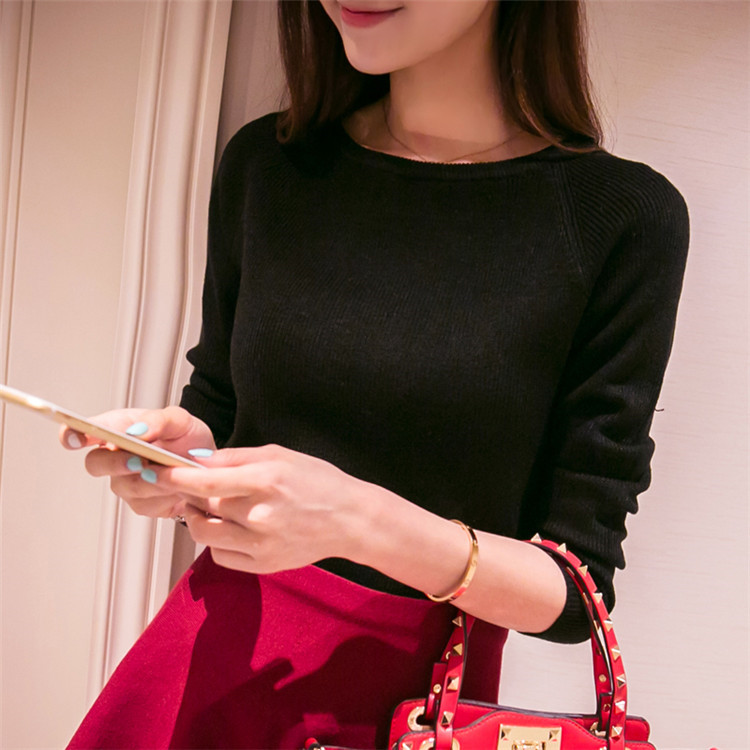 细语潮阁2015秋冬新款女装条纹大码套头毛衣上衣长袖针织衫女 9188 粉色 均码
