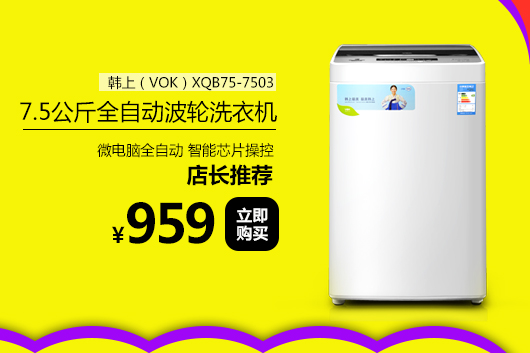 韩上 6.5公斤 家用半自动双缸 双桶洗衣机 白色