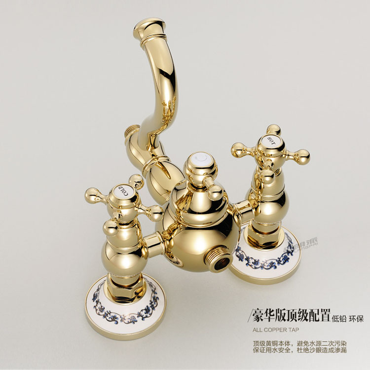 全铜欧式花洒 金色花洒 青花瓷淋浴器 龙头沐浴