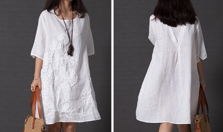 Ms Audrey EU approximately  2015 Spring New larger female loose retro sum of embroidered short sleeves cotton linen dresses  YW153 White M picture, prices, brand platters! The elections are supplied in the national character of distribution, so action, buy now enjoy more preferential! As soon as possible.
